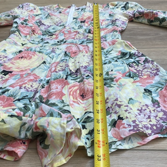 Faithful The Brand | Maribelle | Linen Floral Romper Romantic Pastel Spring - Picture 15 of 16